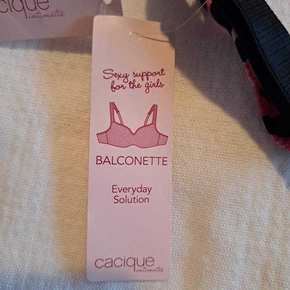 Cacique women's bra 38C hipster 18/20 both NWT, black & pink animal print - Picture 7 of 7